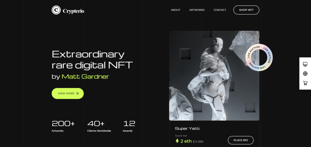 Crypterio - NFT and Crypto Landing Page WordPress Theme