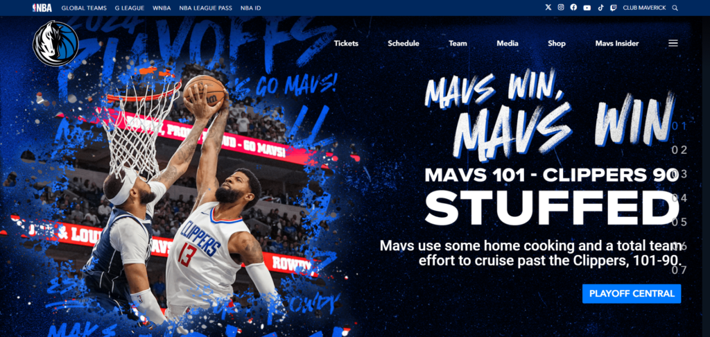 Dallas Mavericks wordpress website design tiwebview min Dallas Mavericks website built on WordPress