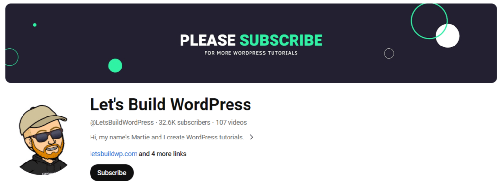 Lets Build WordPress top 20 YouTube Channels to Learn WordPress tiwebview Let's Build WordPress, a YouTube channel for learning WordPress