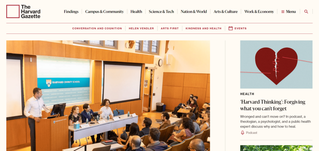 The Harvard Gazette wordpress website design tiwebview min The Harvard Gazette website built on WordPress