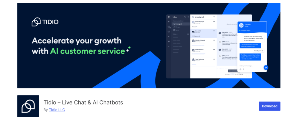 Tidio live chat and ai chatbot plugin tiwebview Tidio live AI chat