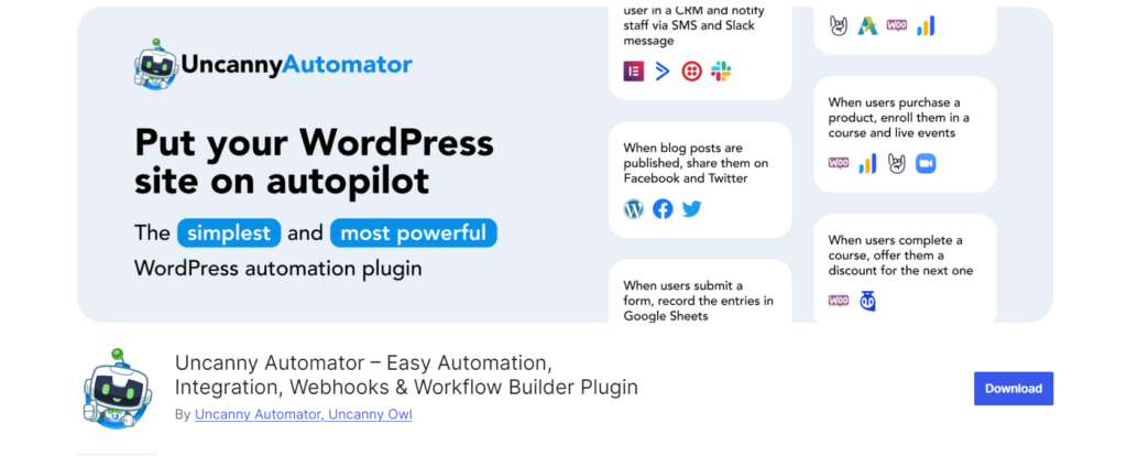 Uncanny Automator – Easy Automation Integration Webhooks Workflow Builder Plugin tiwebview Uncanny Automator automation and workflow builder plugin for WordPress