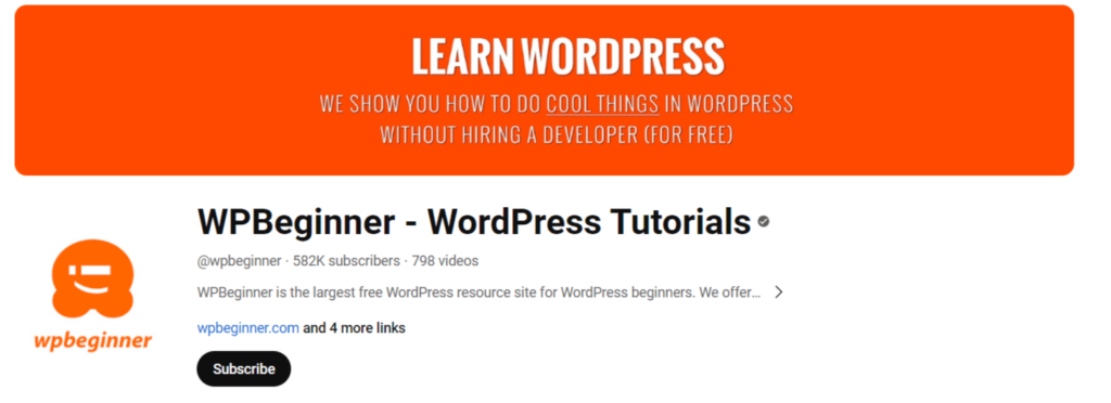 WPBeginner WordPress Tutorials top 20 YouTube Channels to Learn WordPress tiwebview WPBeginner - WordPress Tutorials, a YouTube channel for learning WordPress