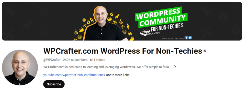 WPCrafter top 20 YouTube Channels to Learn WordPress tiwebview WPCrafter, a YouTube channel for learning WordPress