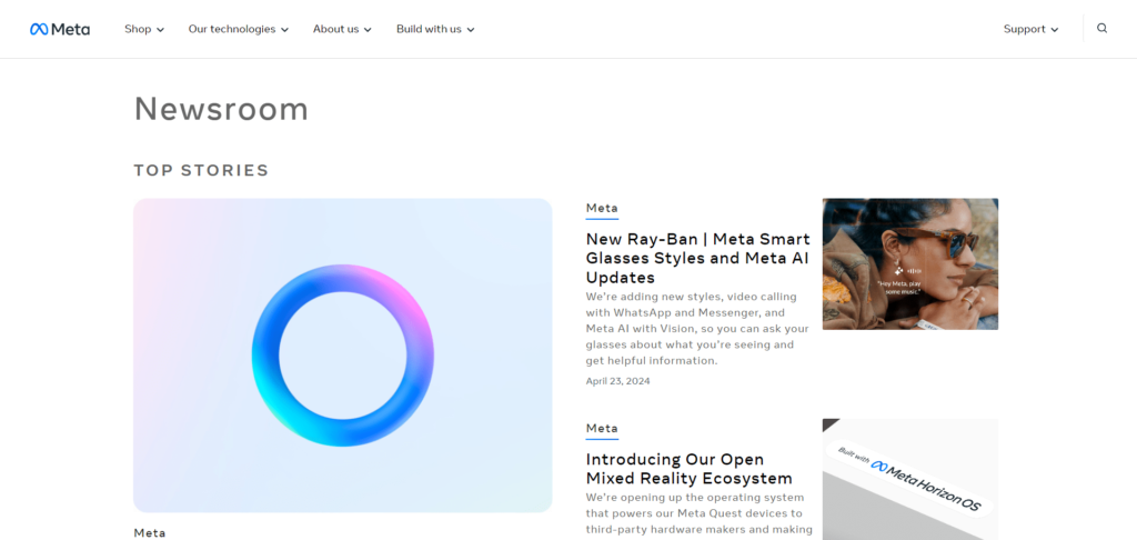 meta newsroom wordpress website design tiwebview min Meta Newsroom website built on WordPress