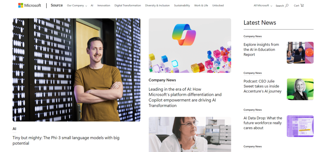 microsoft news wordpress website design tiwebview min Microsoft news website built on WordPress