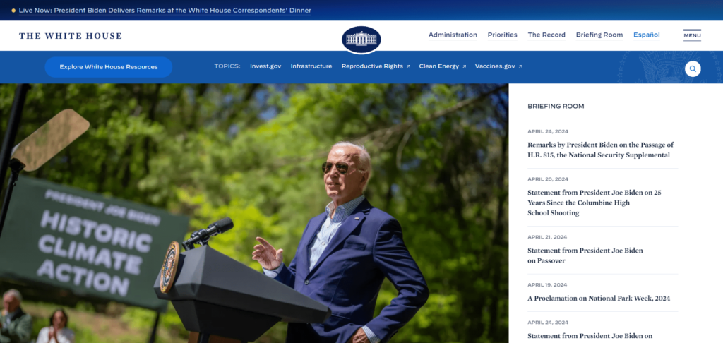 whitehourse wordpress website design tiwebview min The White House website built on WordPress