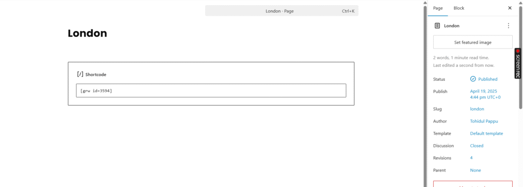 Google reviews add in wp site process 5 min Adding Google reviews to a WordPress site, step 5